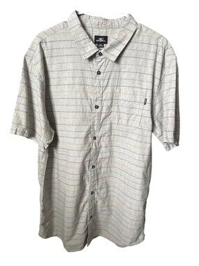 O’Neill Gray Striped Button Up Shirt Short Sleeve Cotton Size XXL